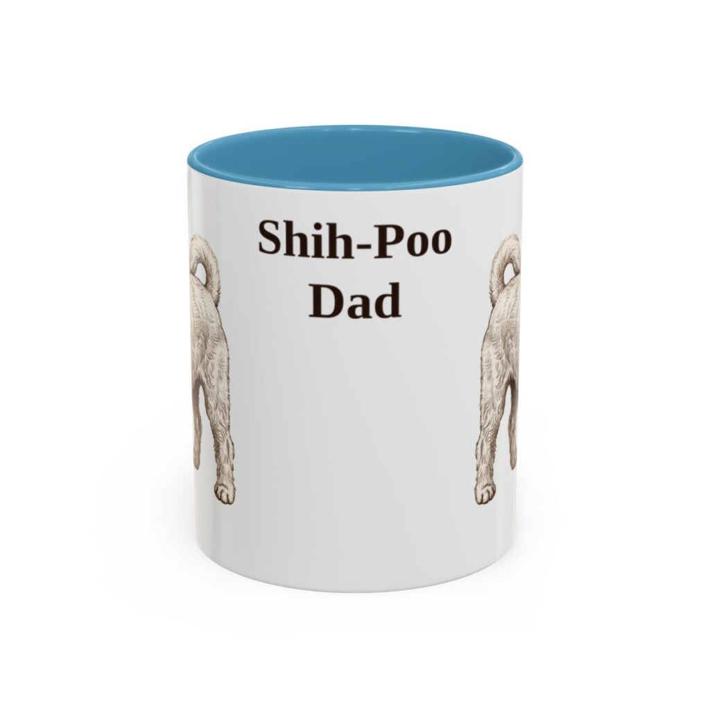 11oz Shih-Poo Dog Dad Mug, Light Blue, front view