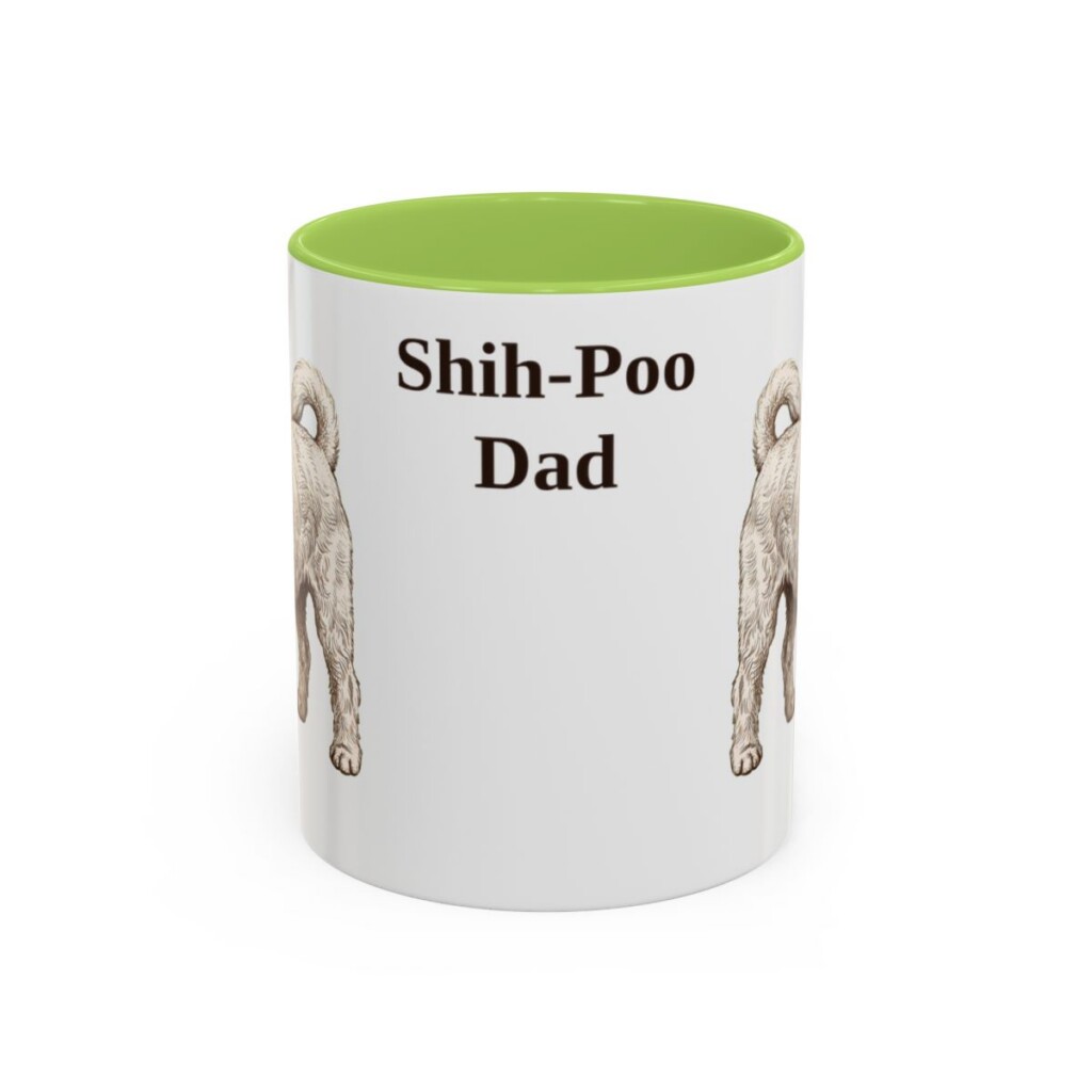 11oz Shih-Poo Dog Dad Mug, Light Green, front view