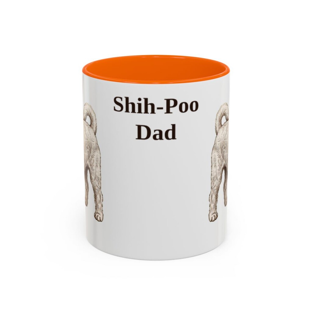 11oz Shih-Poo Dog Dad Mug, Orange, front view