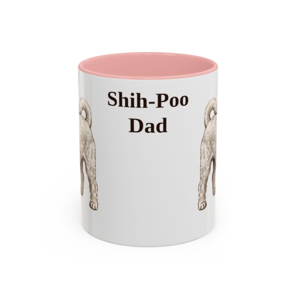 11oz Shih-Poo Dog Dad Mug, Pink, front view
