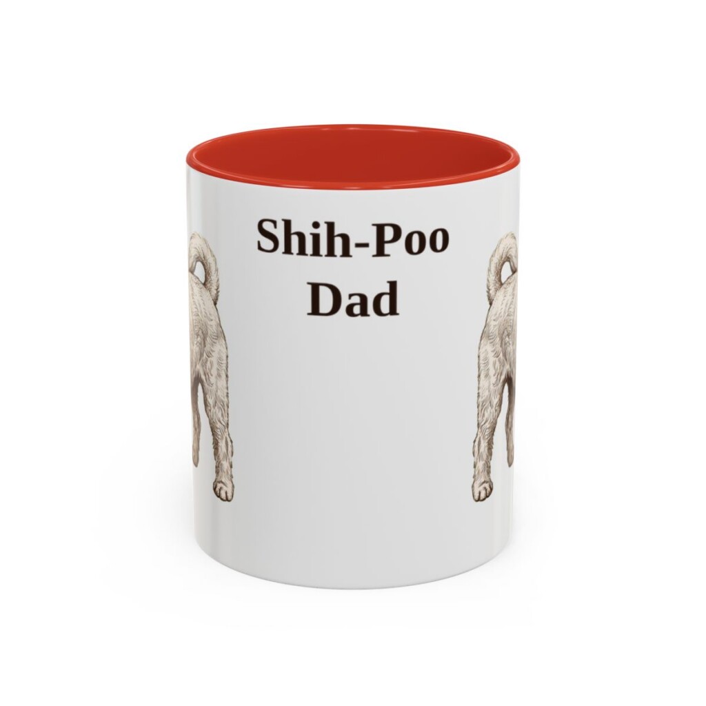 11oz Shih-Poo Dog Dad Mug, Red, front view