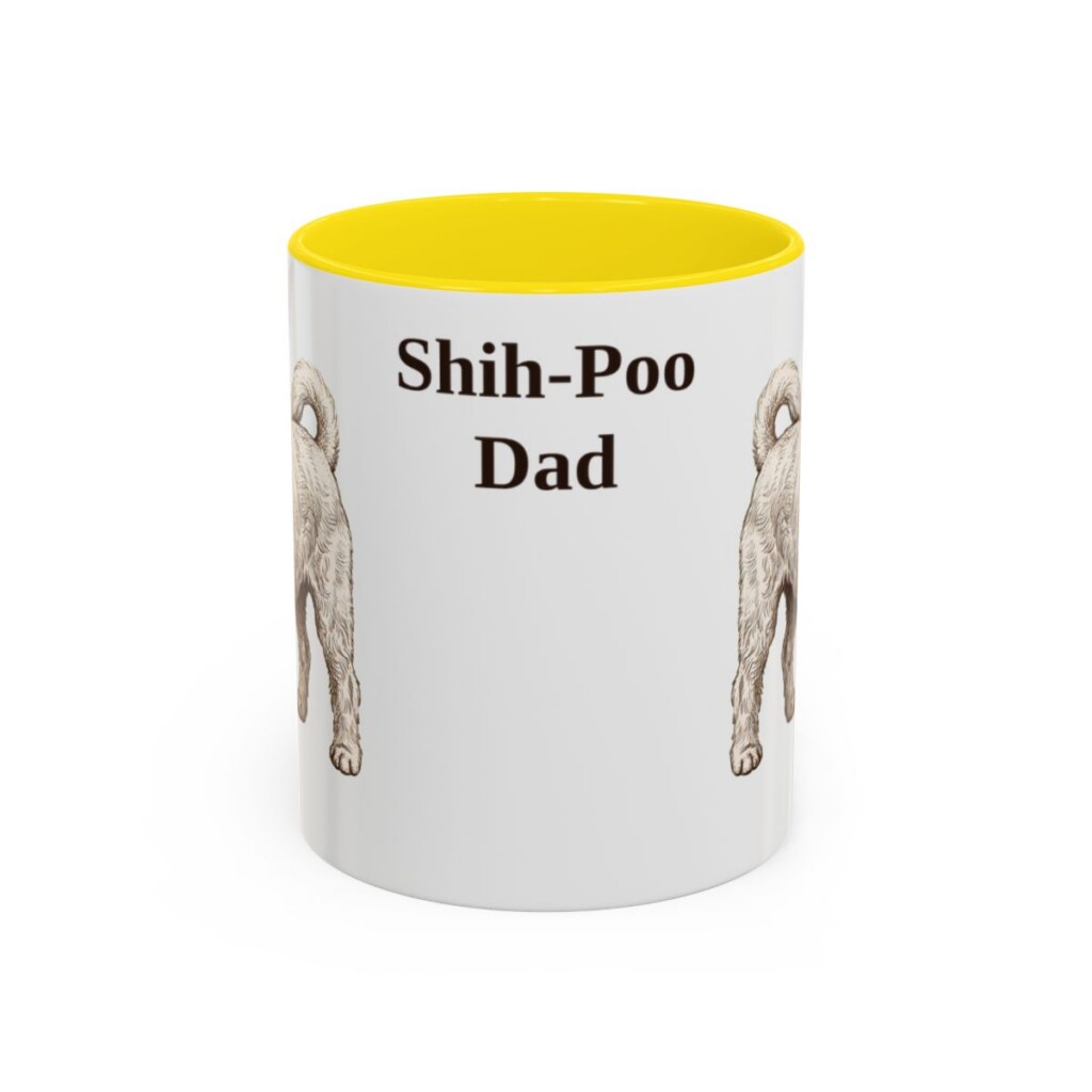 11oz Shih-Poo Dog Dad Mug, Yellow, front view