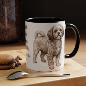 11oz Funny Shih-Poo Mug, Black, lifestyle photo