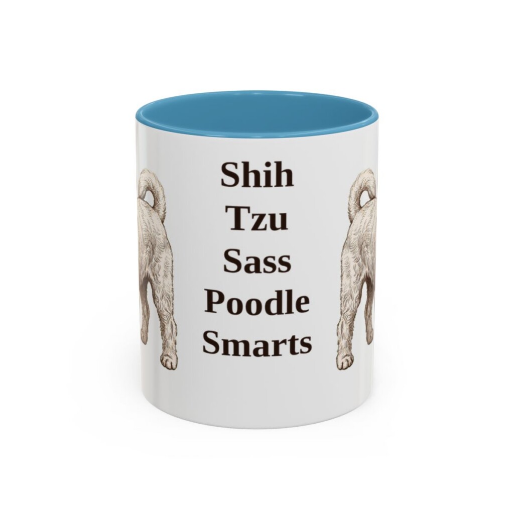 11oz Funny Shih-Poo Mug, Light Blue, front view