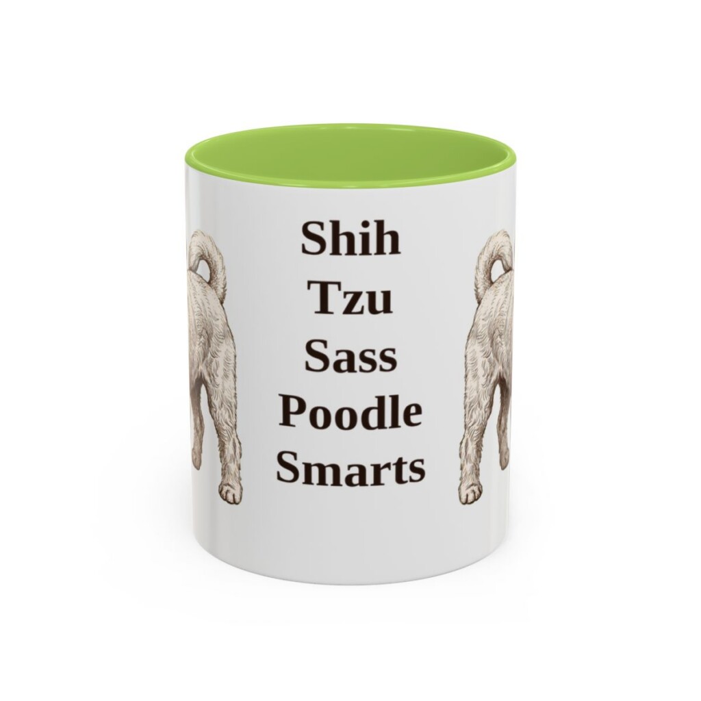 11oz Funny Shih-Poo Mug, Light Green, front view