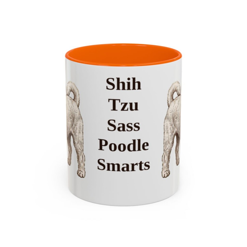 11oz Funny Shih-Poo Mug, Orange, front view