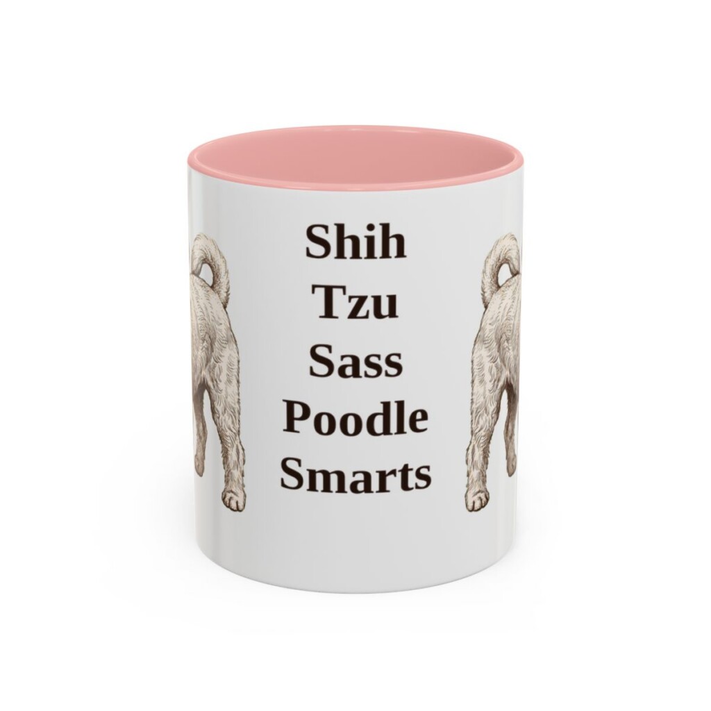 11oz Funny Shih-Poo Mug, Pink, front view