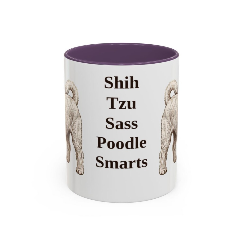 11oz Funny Shih-Poo Mug, Purple, front view