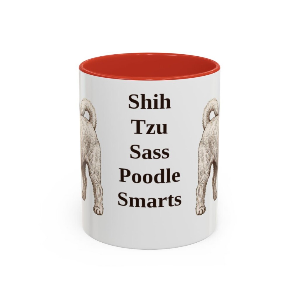 11oz Funny Shih-Poo Mug, Red, front view