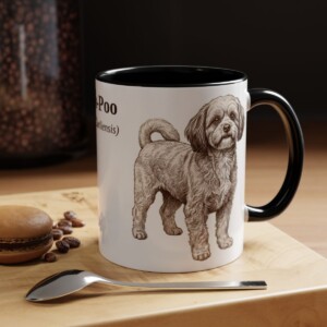 11oz Shih-Poo Latin Mug, Black, lifestyle photo