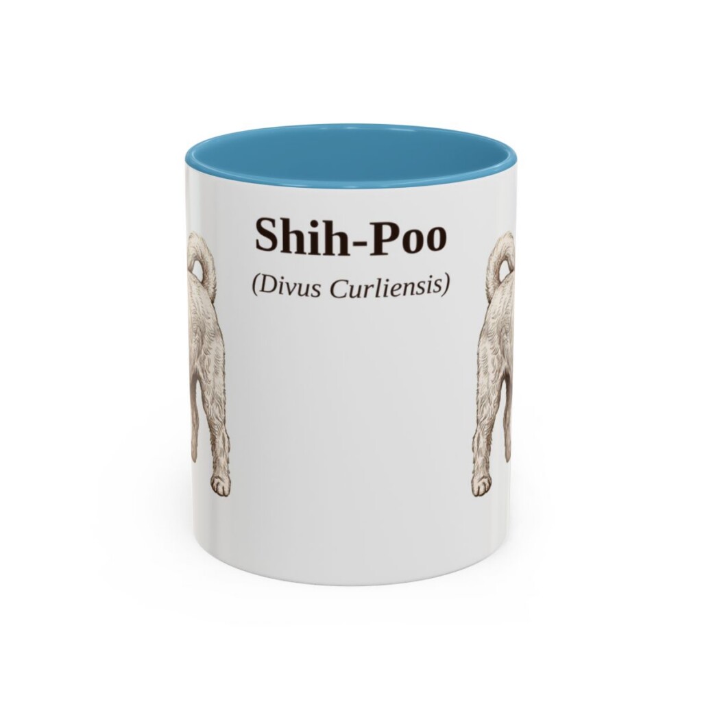 11oz Shih-Poo Latin Mug, Light Blue, front view
