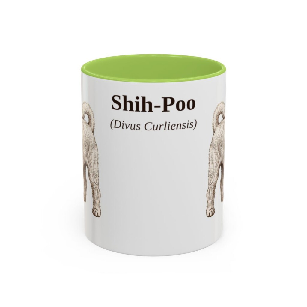 11oz Shih-Poo Latin Mug, Light Green, front view