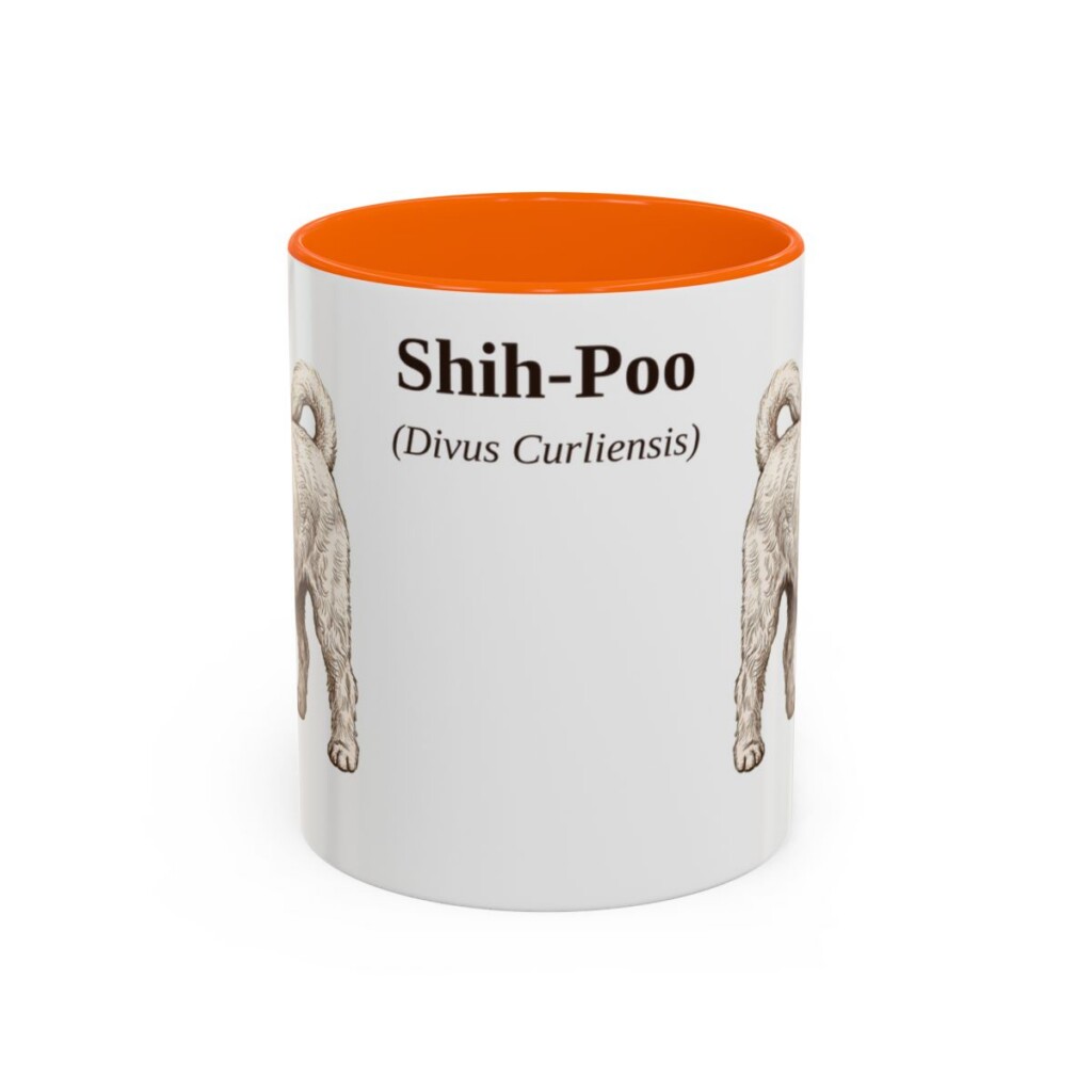 11oz Shih-Poo Latin Mug, Orange, front view