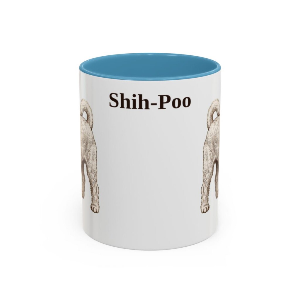 11oz Shih-Poo Mug, Light Blue, front view