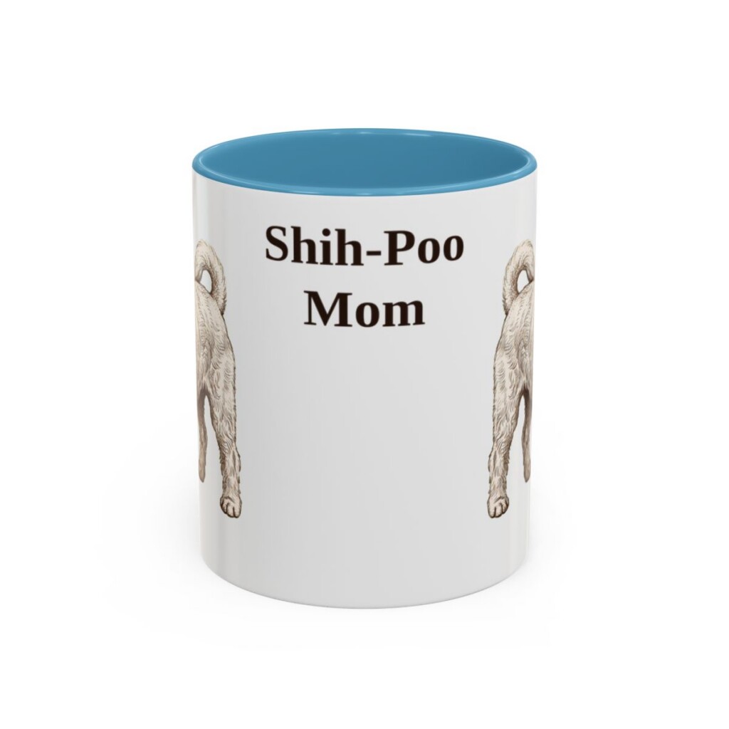 11oz Shih-Poo Dog Mom Mug, Light Blue, front view