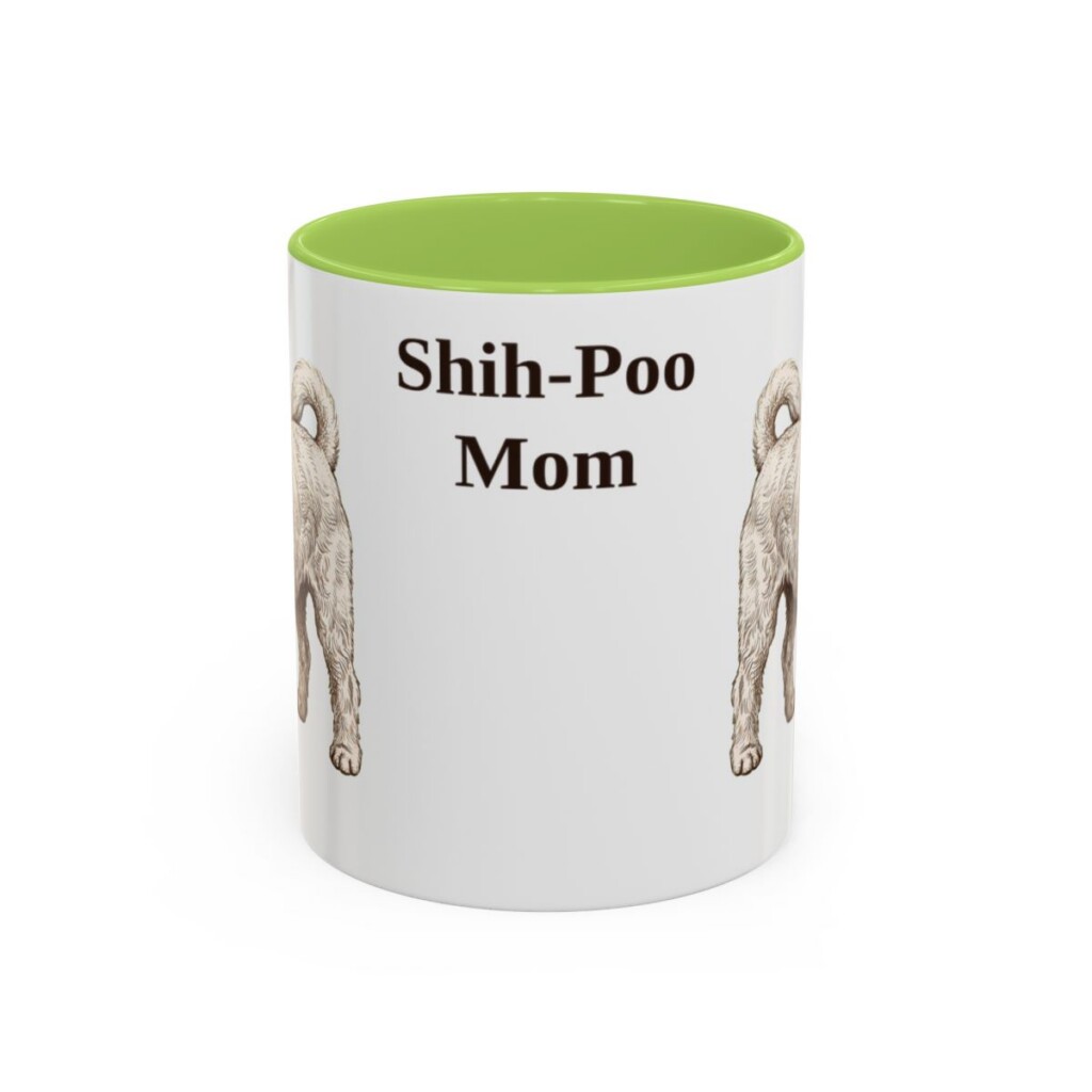 11oz Shih-Poo Dog Mom Mug, Light Green, front view