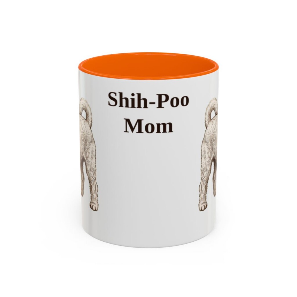 11oz Shih-Poo Dog Mom Mug, Orange, front view