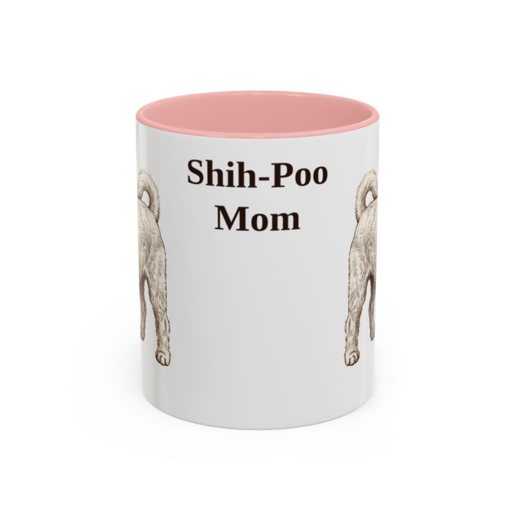 11oz Shih-Poo Dog Mom Mug, Pink, front view