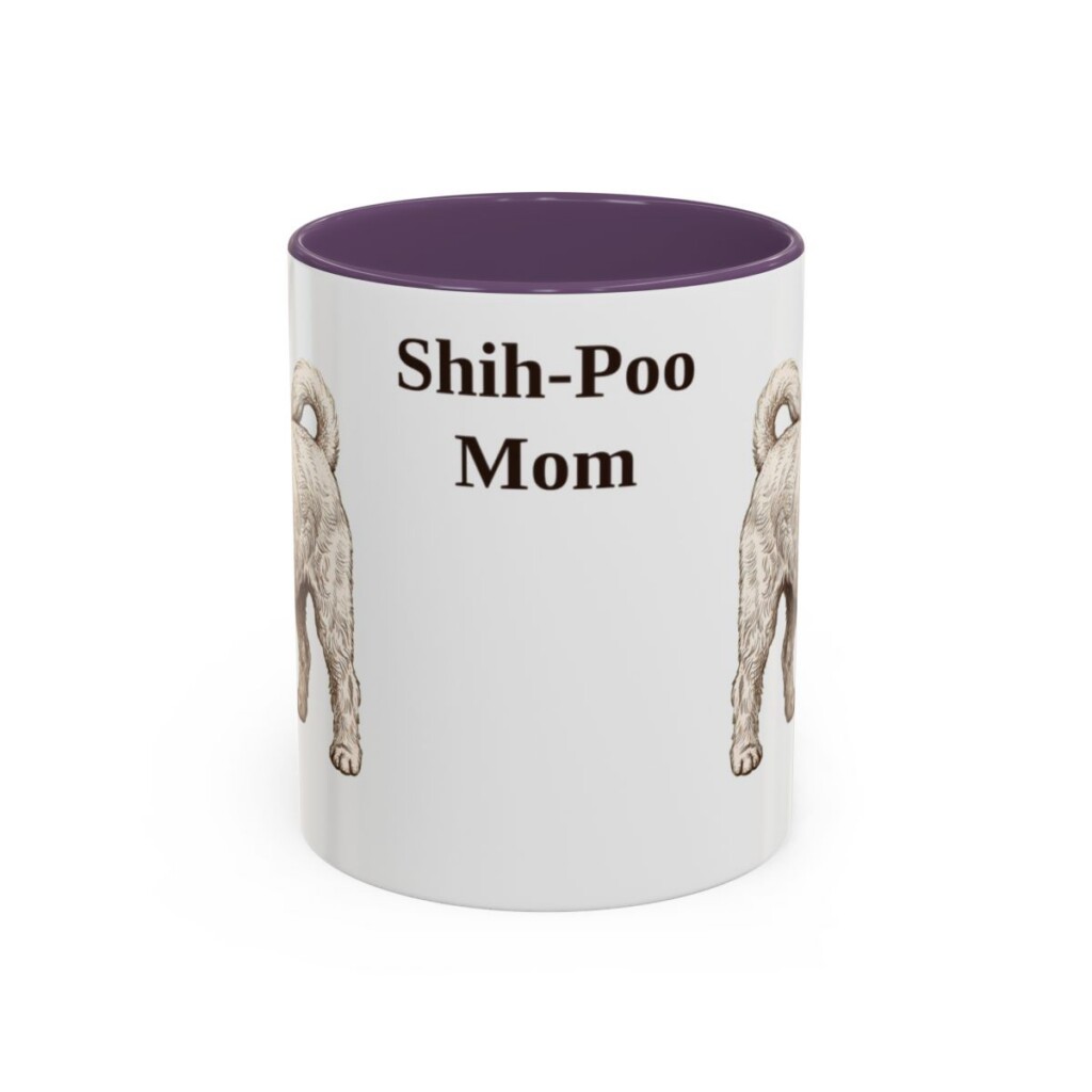 11oz Shih-Poo Dog Mom Mug, Purple, front view