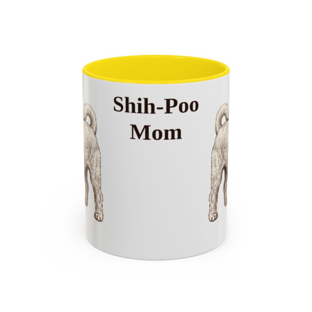 11oz Shih-Poo Dog Mom Mug, Yellow, front view