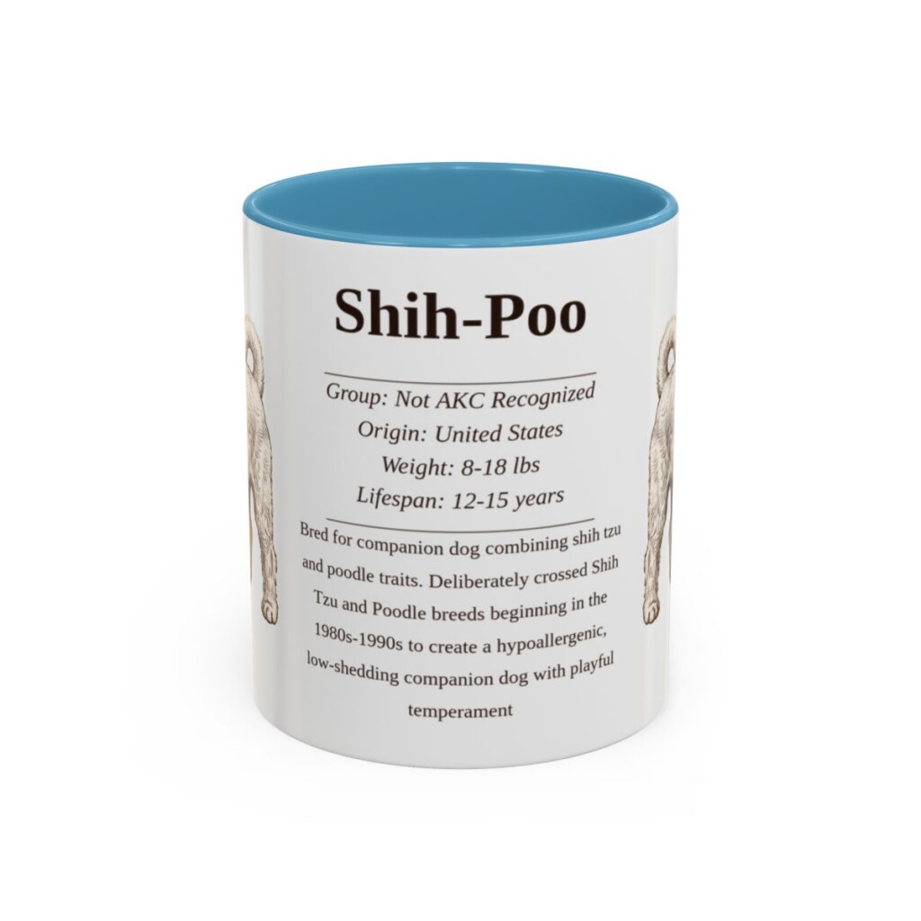 11oz Shih-Poo Mug, Light Blue, front view