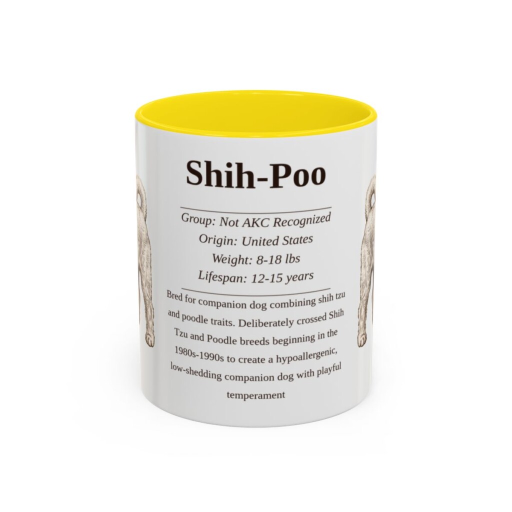 11oz Shih-Poo Mug, Yellow, front view