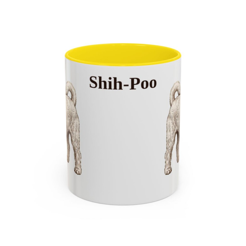 11oz Shih-Poo Mug, Yellow, front view