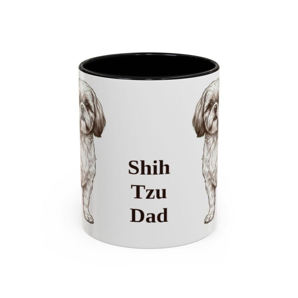 11oz Shih Tzu Dog Dad Mug, Black, front view
