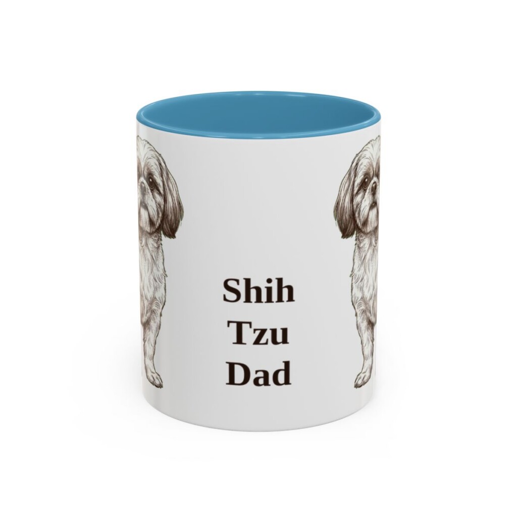 11oz Shih Tzu Dog Dad Mug, Light Blue, front view