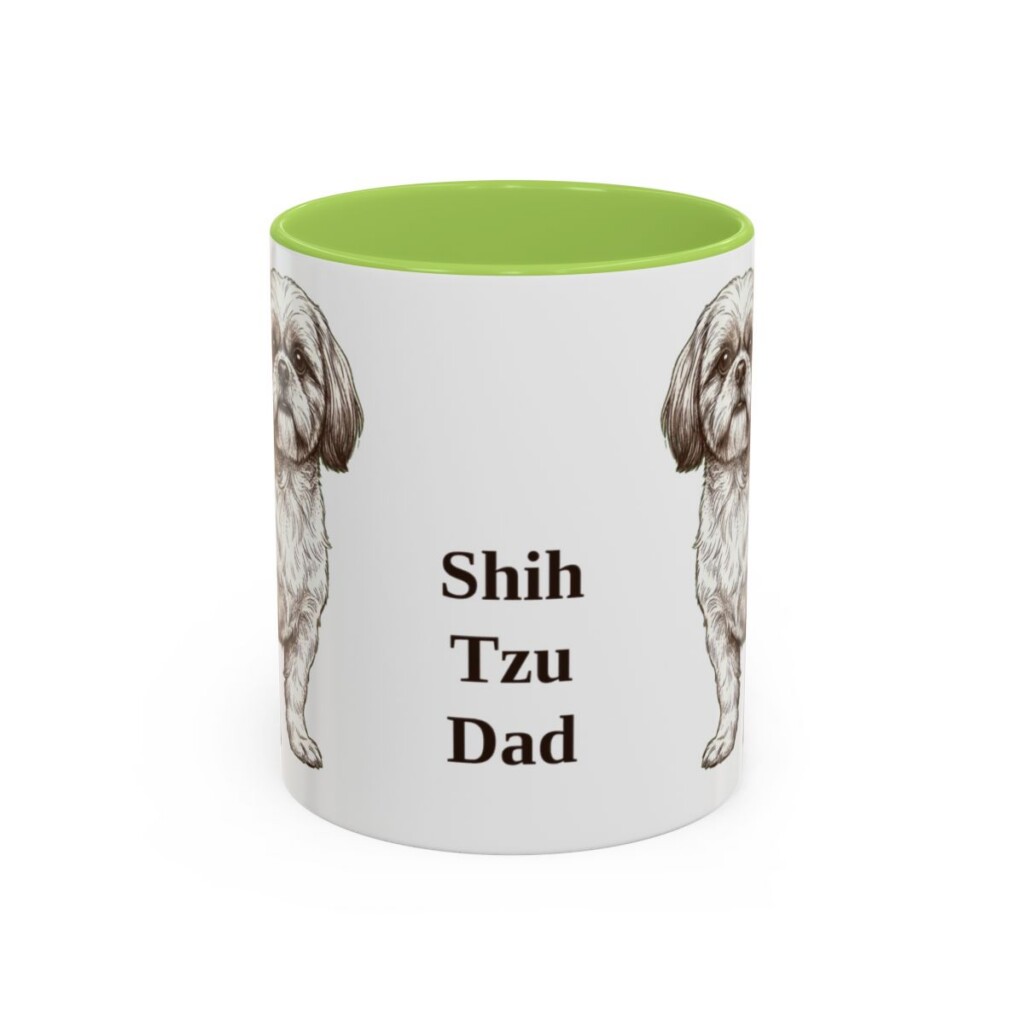11oz Shih Tzu Dog Dad Mug, Light Green, front view