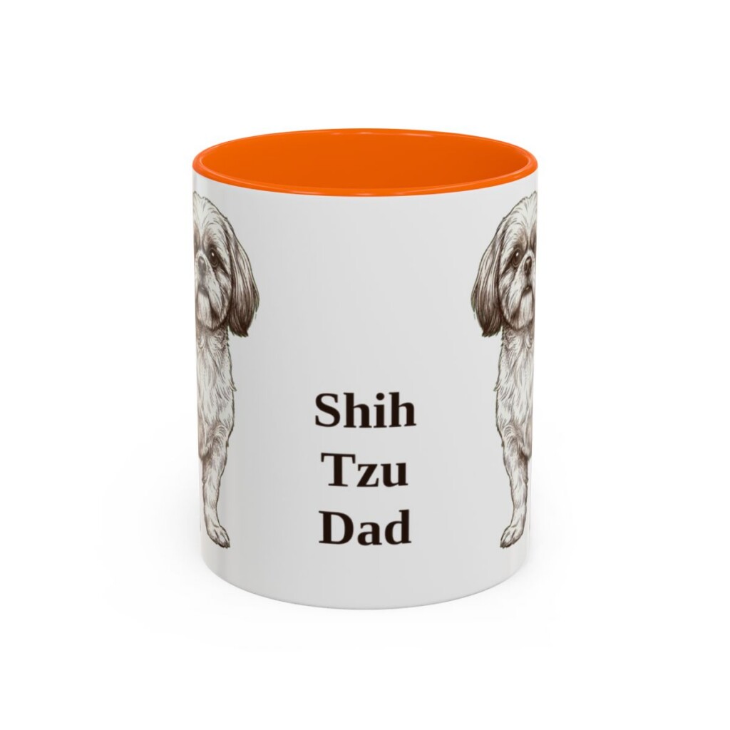 11oz Shih Tzu Dog Dad Mug, Orange, front view