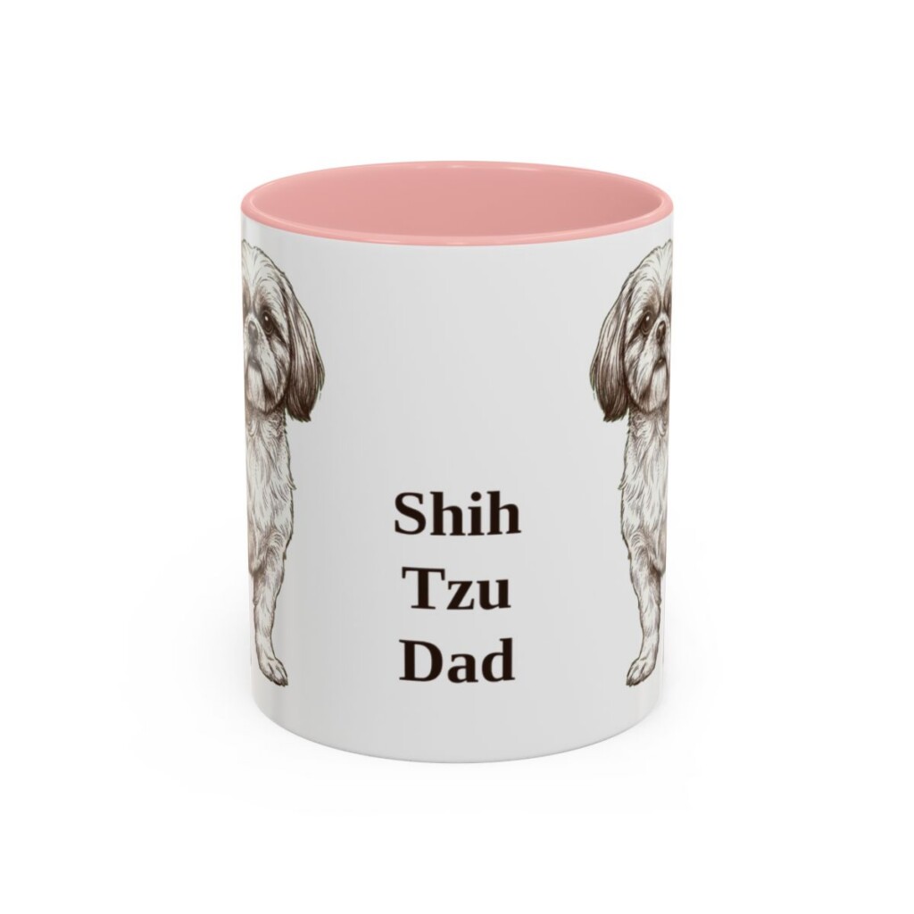 11oz Shih Tzu Dog Dad Mug, Pink, front view