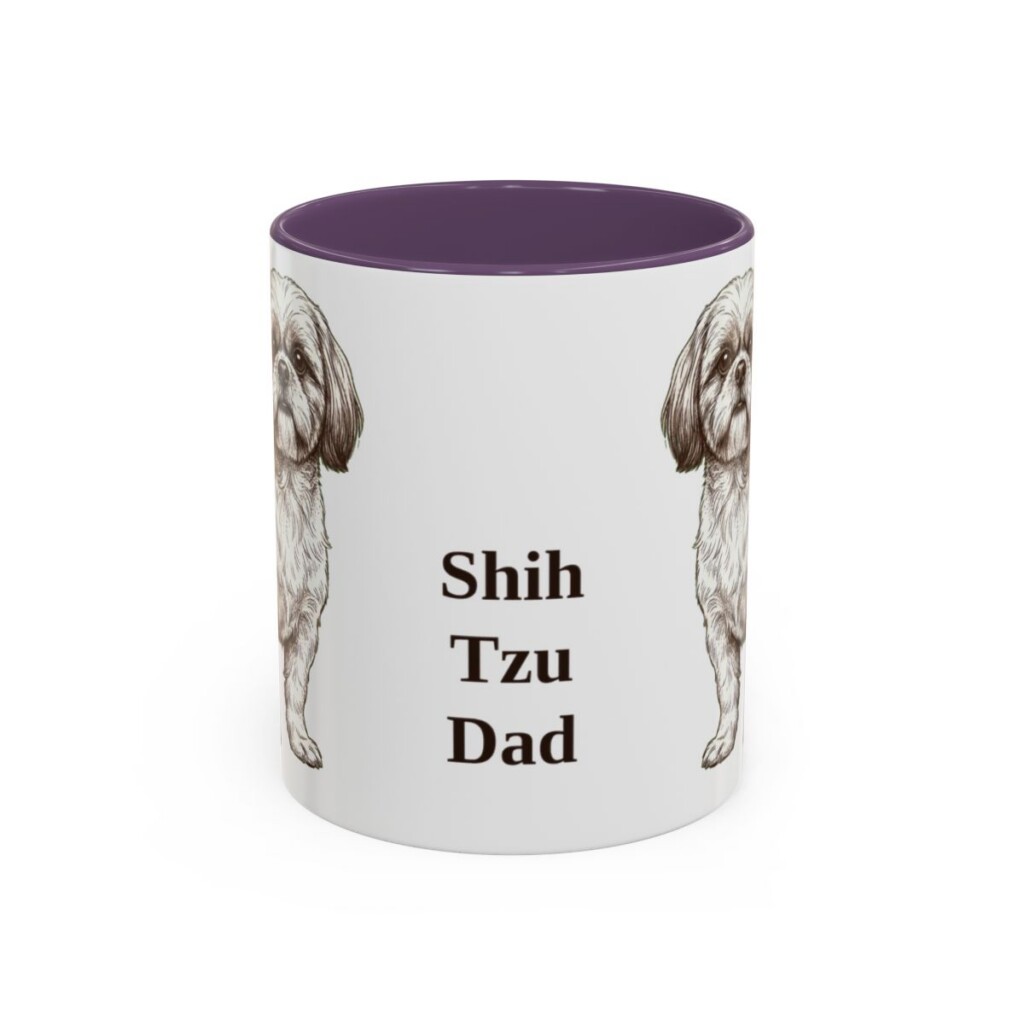 11oz Shih Tzu Dog Dad Mug, Purple, front view