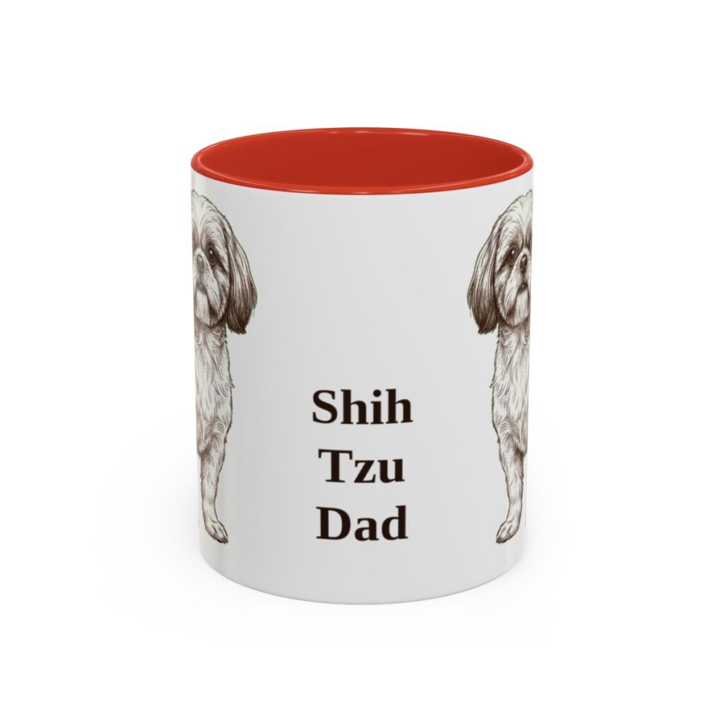 11oz Shih Tzu Dog Dad Mug, Red, front view