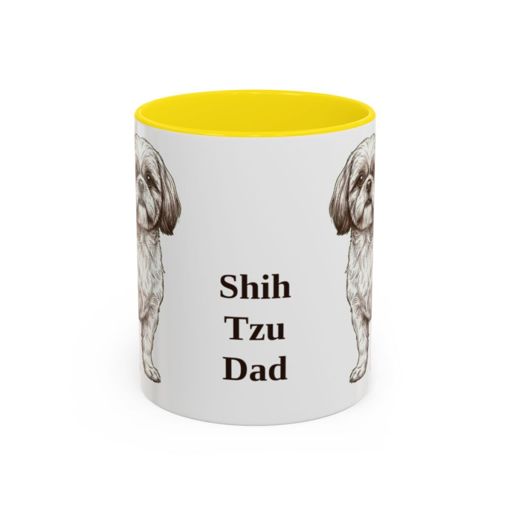 11oz Shih Tzu Dog Dad Mug, Yellow, front view