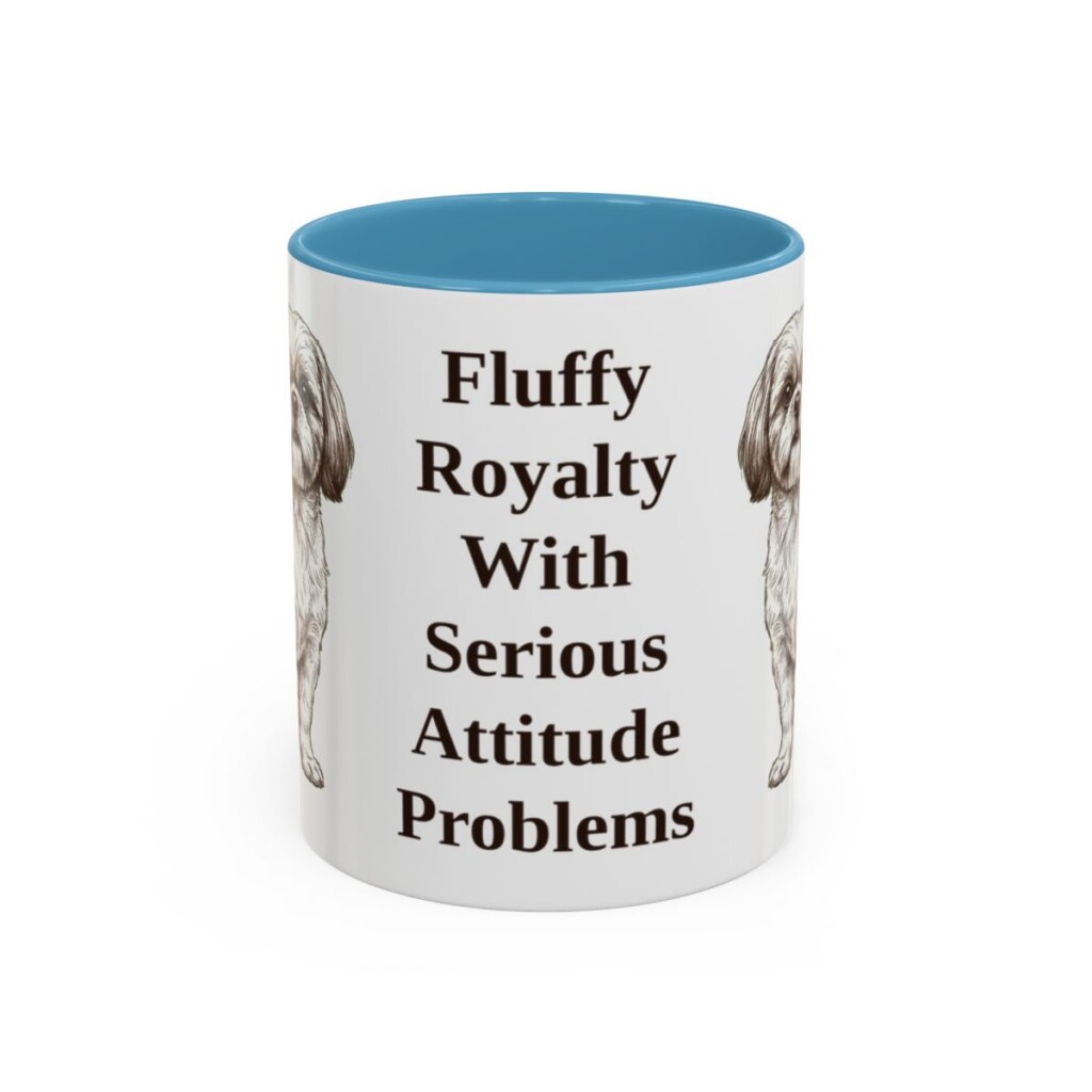 11oz Funny Shih Tzu Mug, Light Blue, front view