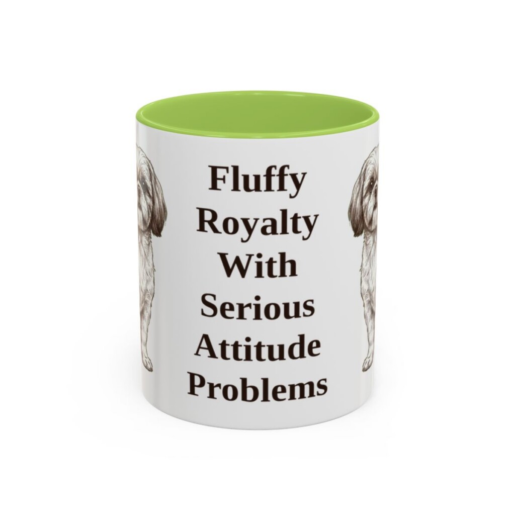 11oz Funny Shih Tzu Mug, Light Green, front view