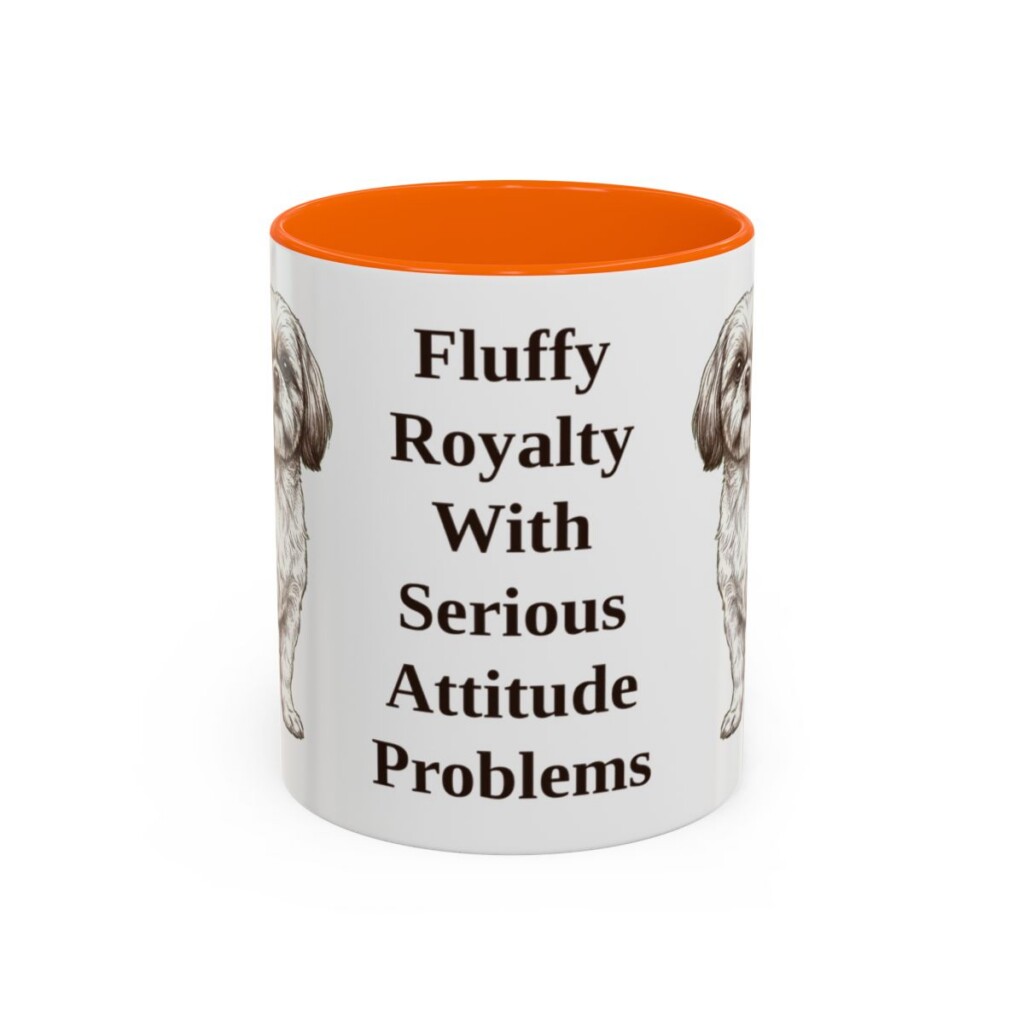 11oz Funny Shih Tzu Mug, Orange, front view