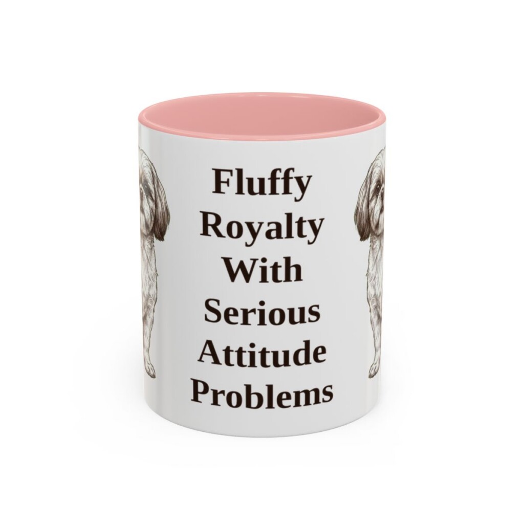11oz Funny Shih Tzu Mug, Pink, front view