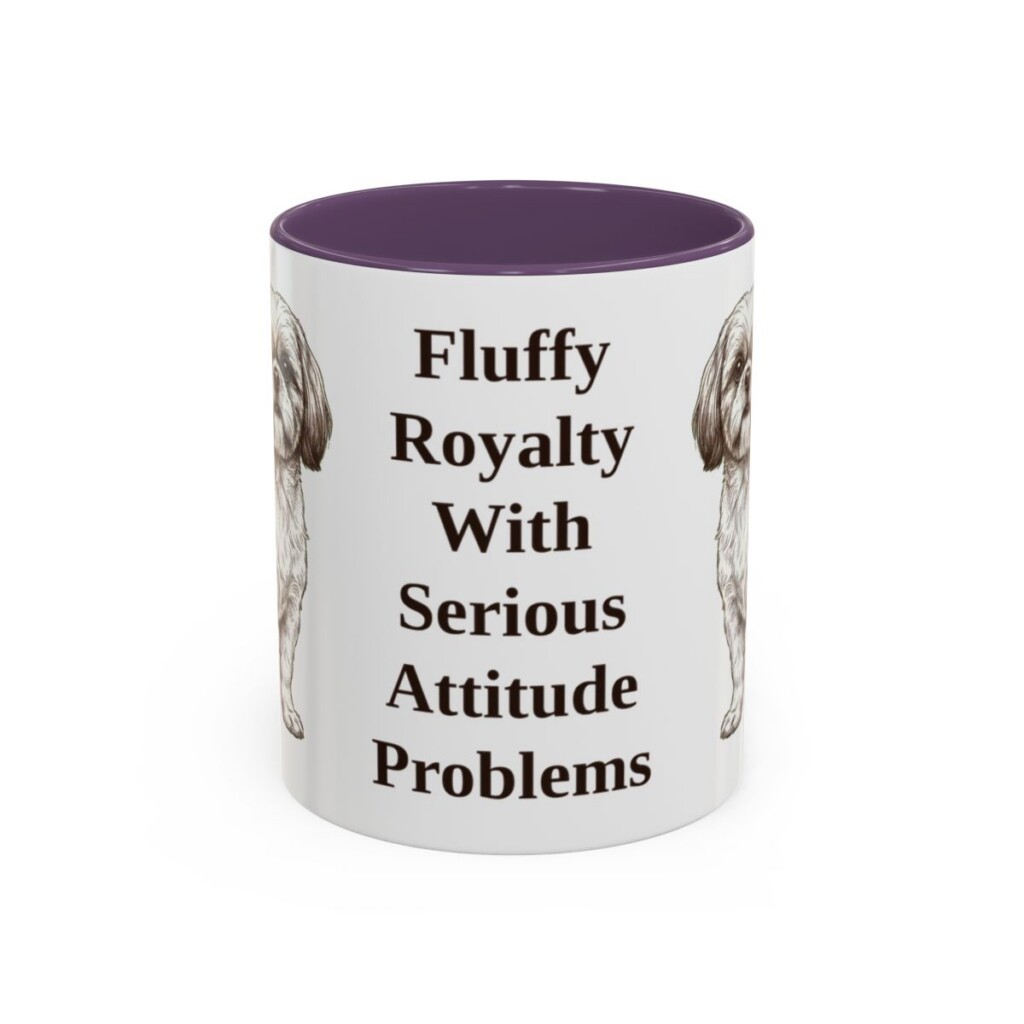11oz Funny Shih Tzu Mug, Purple, front view