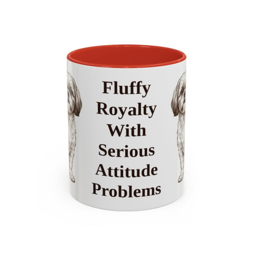 11oz Funny Shih Tzu Mug, Red, front view