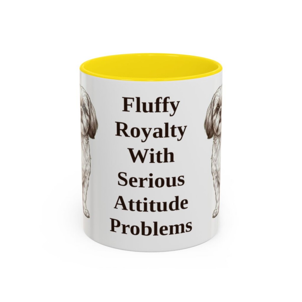 11oz Funny Shih Tzu Mug, Yellow, front view