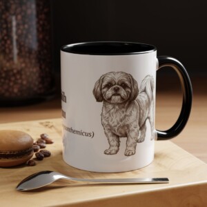 11oz Shih Tzu Latin Mug, Black, lifestyle photo