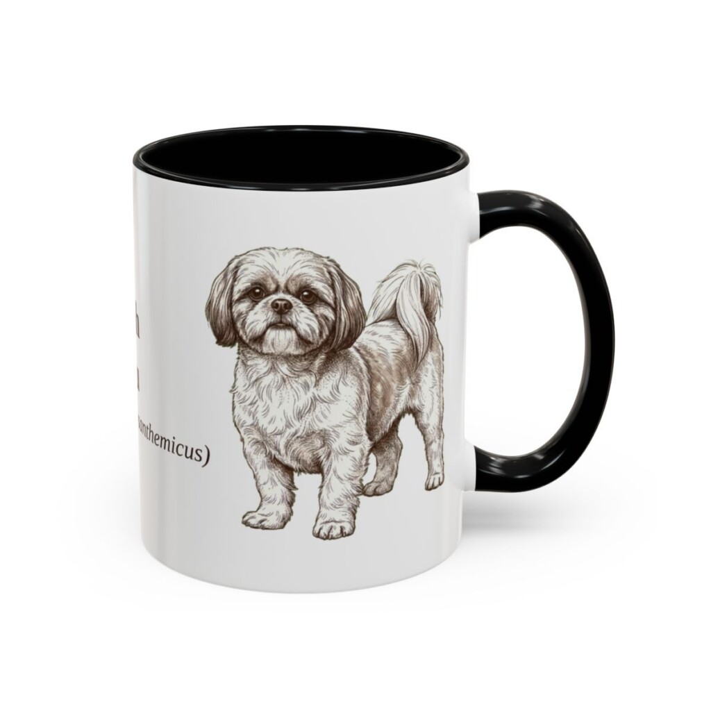 11oz Shih Tzu Latin Mug, Black, right side view