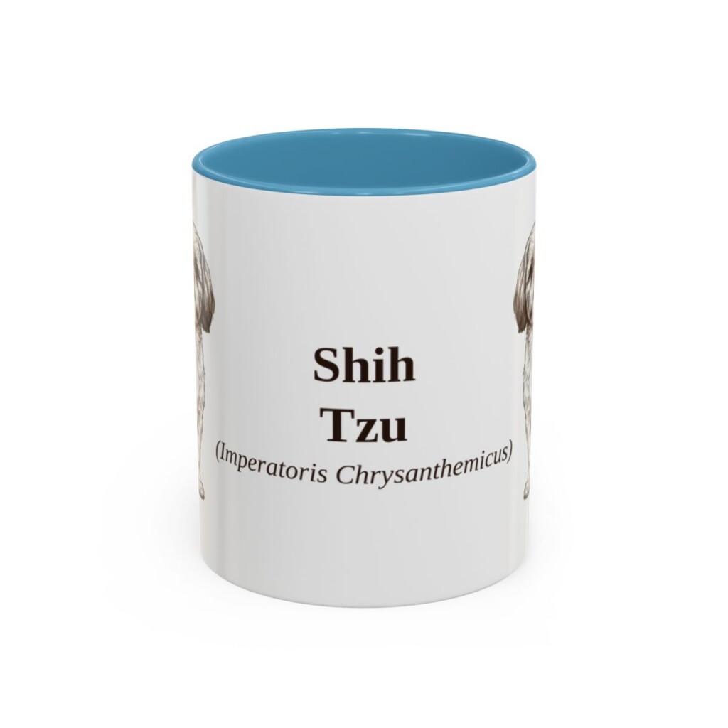 11oz Shih Tzu Latin Mug, Light Blue, front view