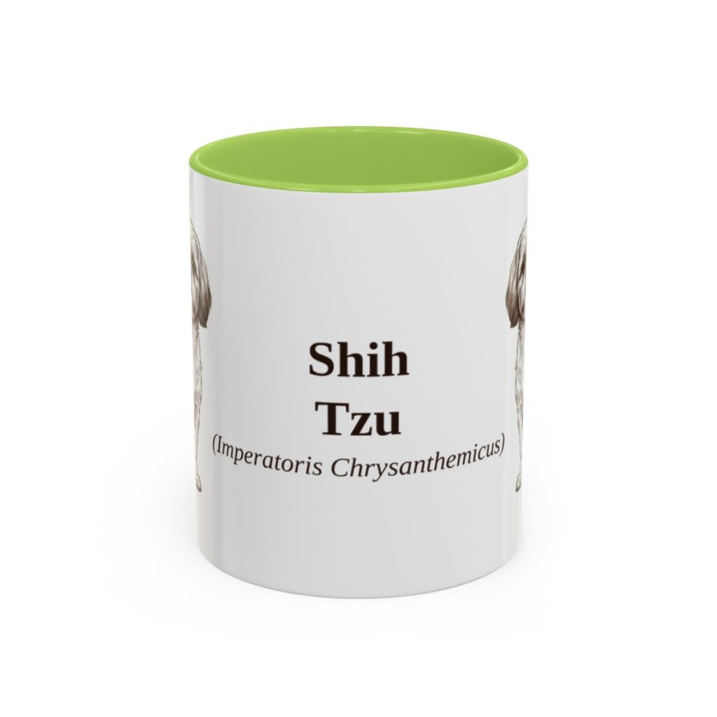 11oz Shih Tzu Latin Mug, Light Green, front view