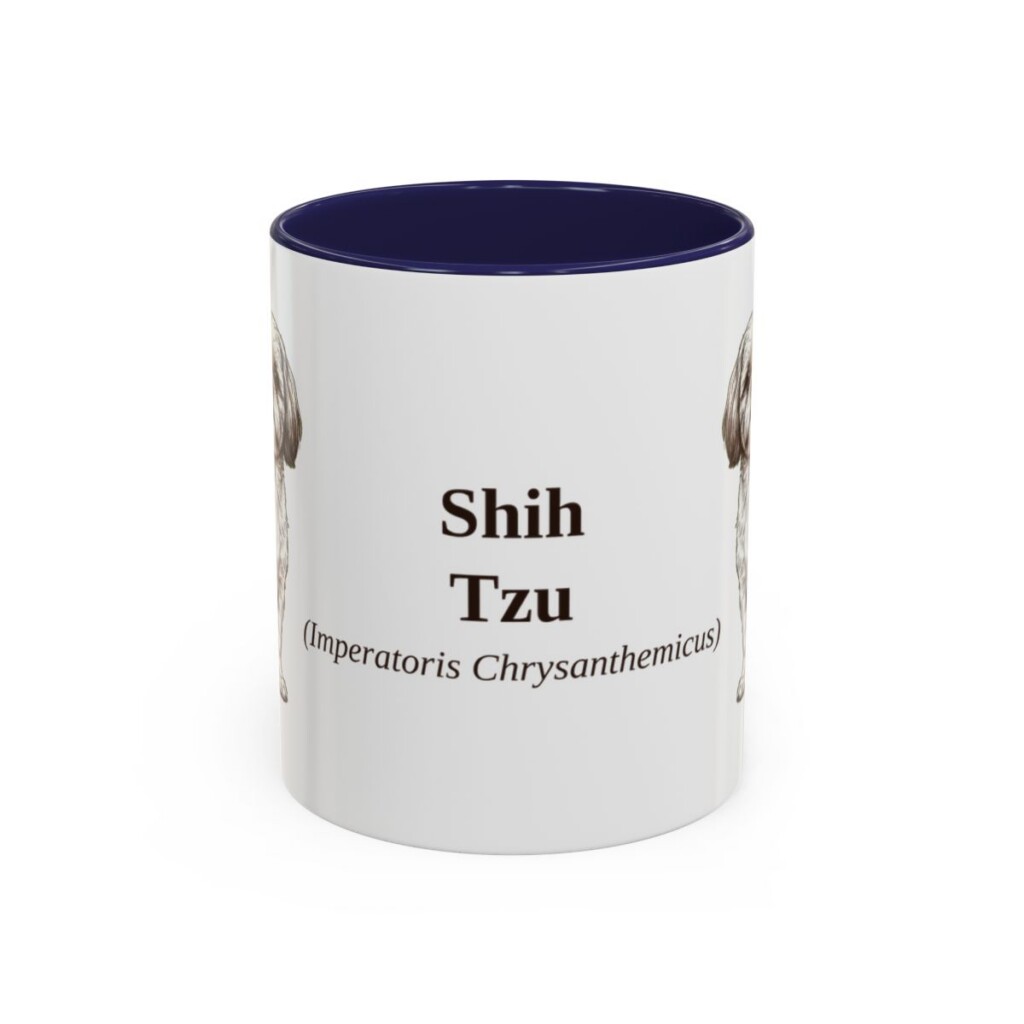 11oz Shih Tzu Latin Mug, Navy, front view