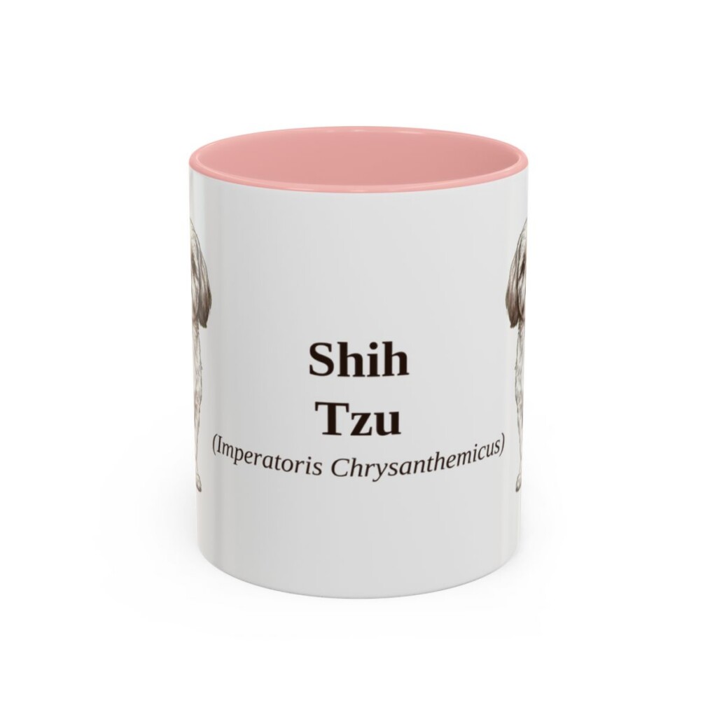 11oz Shih Tzu Latin Mug, Pink, front view