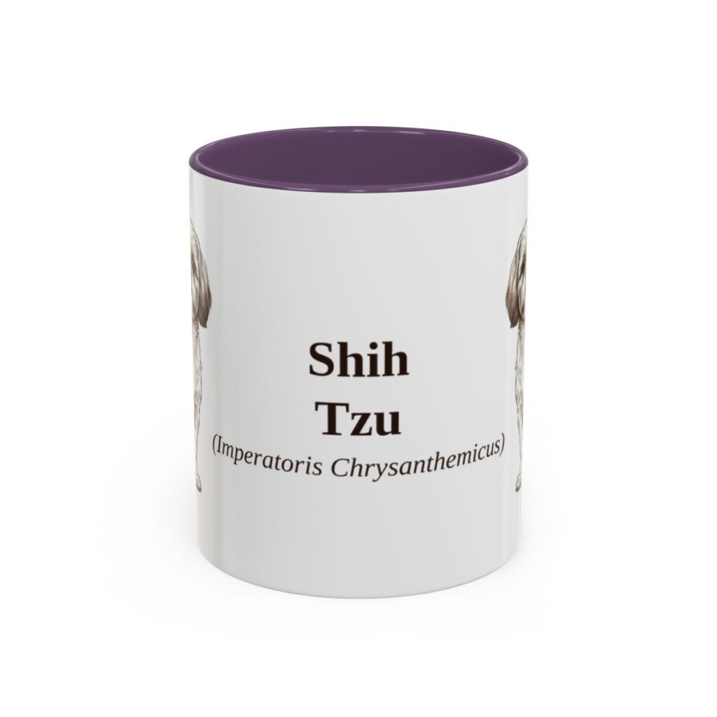 11oz Shih Tzu Latin Mug, Purple, front view