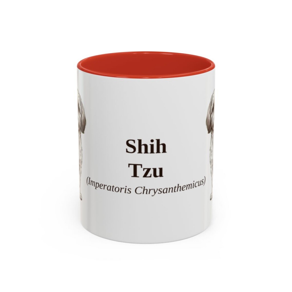 11oz Shih Tzu Latin Mug, Red, front view